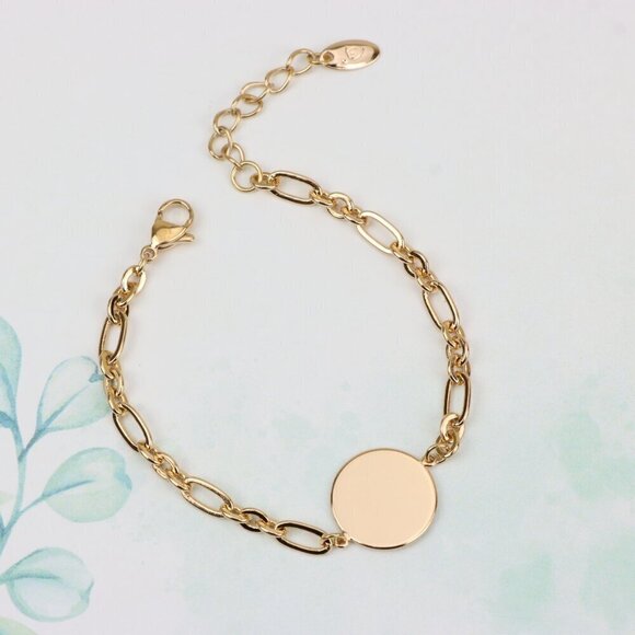 "Elegant Rose Gold Chain Bracelet with Round Charm – Adjustable Fit, XPBL0879 - Picture 1 of 12